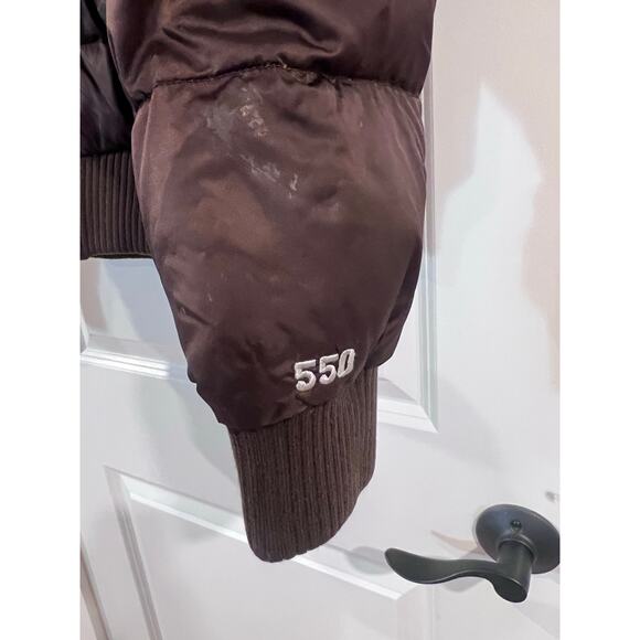 The North Face Size L 550 Puffer Jacket Cafe Brown hooded - Picture 8 of 8